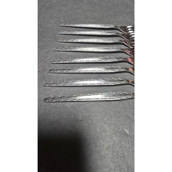 Rogers IS Stainless Cocktail Forks Set of 8 Scroll Edge Flatware Embossed Border - Picture 3 of 5
